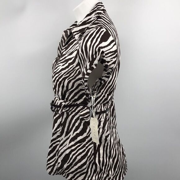 Tweeds large linen zebra print belted top - Picture 4 of 5